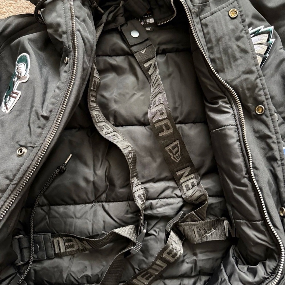 New Era x Alpha Industries Philadelphia Eagles Parka Mens Black Coat Sz xl - Picture 2 of 4